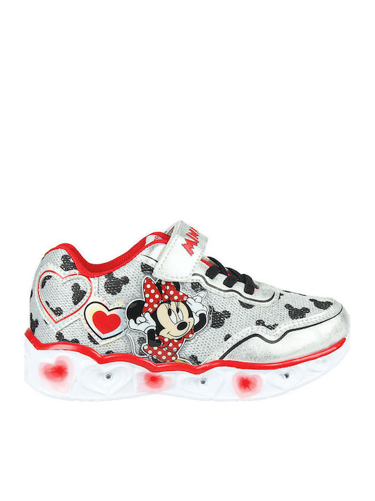 Kinder Sneakers mit Klettverschluss & Lichtern Silber