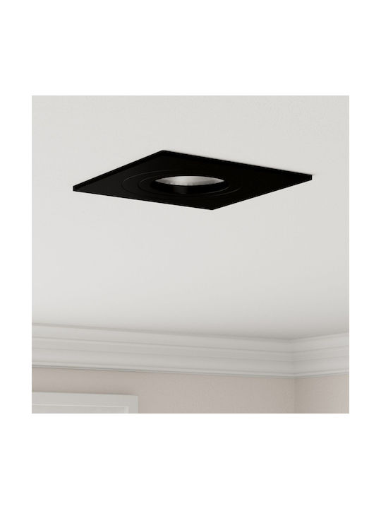 vidaXL Square Metallic Recessed Ceiling Spot with Built-in LED and Warm White Light Black 91x91cm