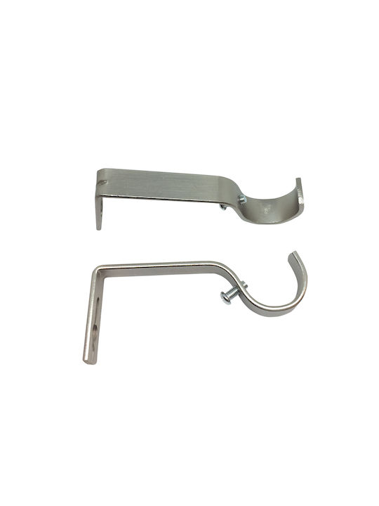 Grace Curtain rail base Wall made of Metal Silver 2pcs