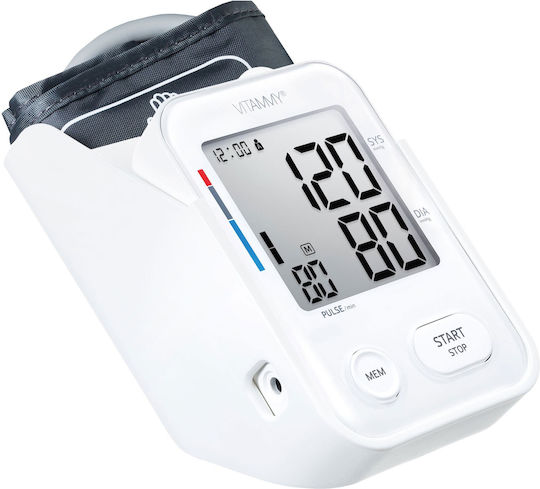 Tensiometru electronic de braț Vitammy Next 3, port USB, detectare mișcare corporală, memorie pentru 2 utilizatori, manșetă mărime 22-40 cm, alb