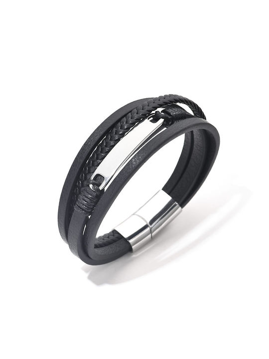 Toro Nero Men's Leather Bracelet 21cm