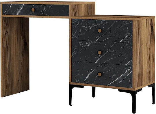 Τουαλέτα Κρεβατοκάμαρας Lizbon Marble Effect Black-walnut 124x40x84.7εκ.