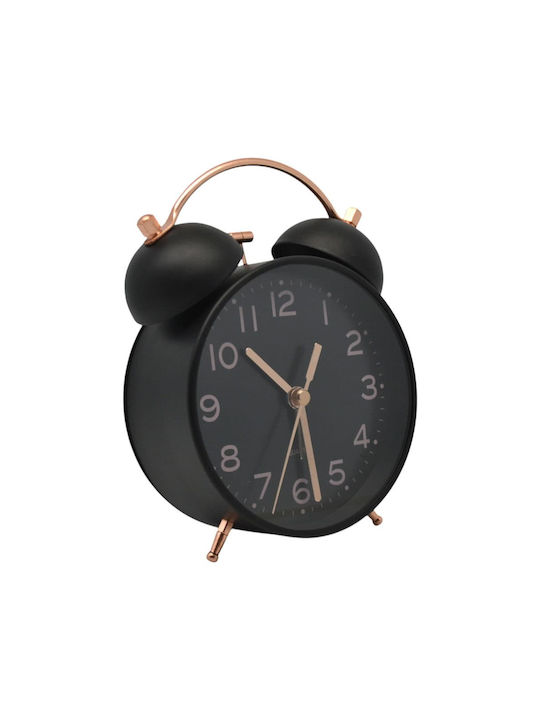 Silent Retro Metal Alarm Clock Black Matte Rose Gold Color 11x5.2x15.7cm Ankor