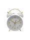 Silent Metal Retro Alarm Clock White Matte Gold Color 11x5.2x15.7cm Ankor