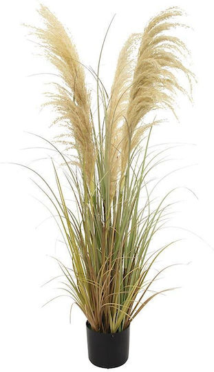 Natural Pampas Flowers Artificial Grass Black Pot 120 cm