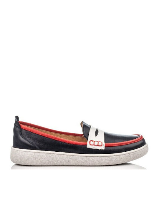 Leather Women's Loafers in Blue Color