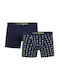 Lemon Dots Mengear Ανδρικά Μποξεράκια Μπλε Μαριν με Σχέδια 2Pack