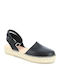 Lederne Damen Espadrilles in Schwarz Farbe
