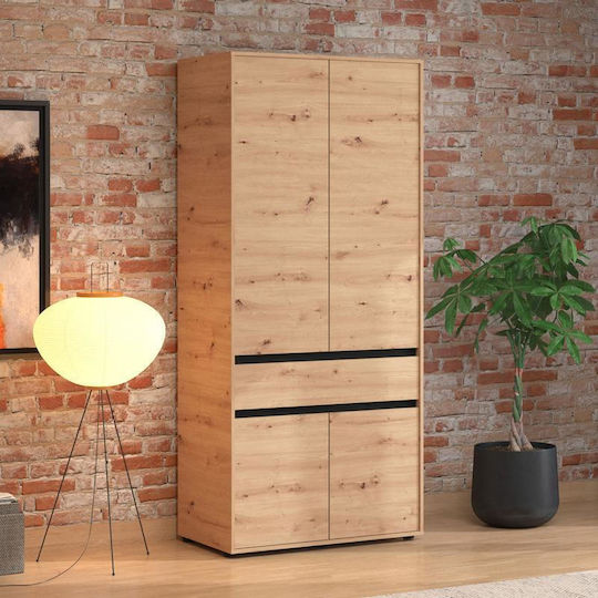 Corbett Δίφυλλη Ντουλάπα 93x55x211cm Artisan Oak/μαυρο Ματ Corbett Δίφυλλη Ντουλάπα 93x55x211cm Artisan Oak/μαυρο Ματ