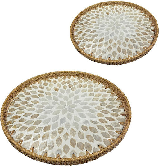 Rundes Rattan-Tablett-Set aus 2 Stück 30/35 cm