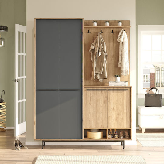 Mobilier de Intrare Oak-anthracite 147.4x35.5x195.6cm
