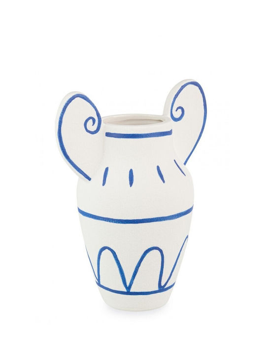 Bizzotto Greek Porcelain Amphora White Blue 15.7x10.5x20.3