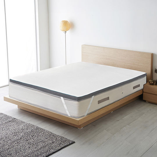 Beauty Home Mattress Topper Double Memory Gel with Removable Cover & Elastic Straps 140x200x4cm