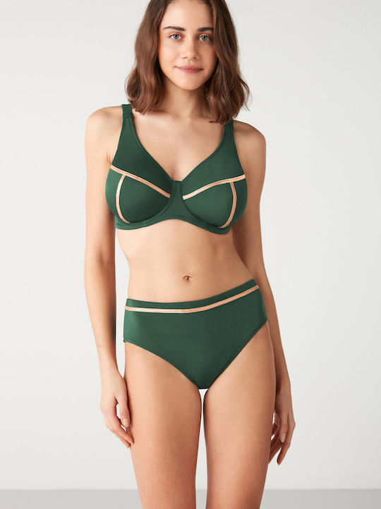 Underwire Bikini Set Bra & Slip Bottom Green