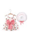 Girls Dress Sleeveless Set with Accessories White/Pink