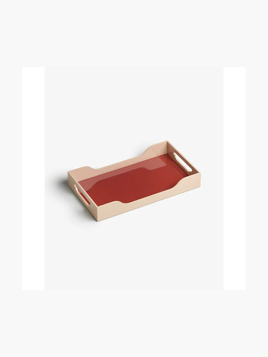 Printworks Wooden Rectangular Serving Tray with Handles in Red Color PW00654 1pcs