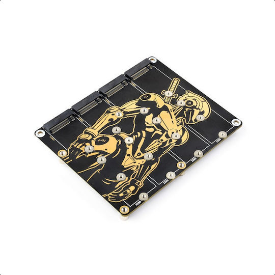 Pcie To 4-ch M.2 Adapter Board Raspberry Pi 5 Supports 4-ch Nvme Solid State Drives Supports Powering Raspberry Pi 5 Raspberry Pi 5 Nvme