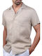 Short-sleeved Linen Shirt Beige