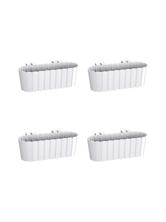Set 4 Ghivece Decorative Suport din Plastic Alb 4.9 L 38.3x21.2x13 Cm Boardee Hook
