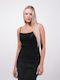 Women's Cotton T-Shirt with Spaghetti Strap Black