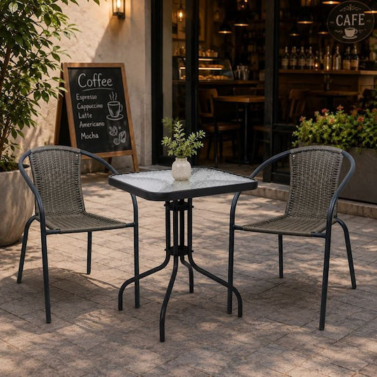 Baleno Garten- und Outdoor-Möbelsets für kleinen Balkon 3 Stück Anthrazit E240,12W