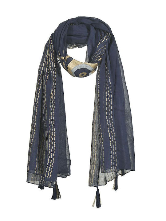 Ble Resort Collection Παρεό Φουλάρι Μπλε Χρυσό 100χ180 100% Cotton Κωδ 5-43-254-0102 Ble Resort Collection Παρεό Φουλάρι Μπλε Χρυσό 100χ180 100% Cotton Κωδ 5-43-254-0102