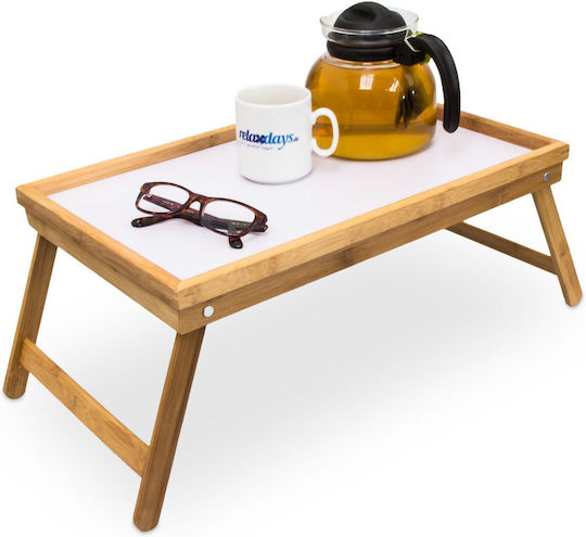 Relaxdays Bamboo Rectangular Serving Tray made of Bamboo in White Color 50x31cm 10013869 1pcs