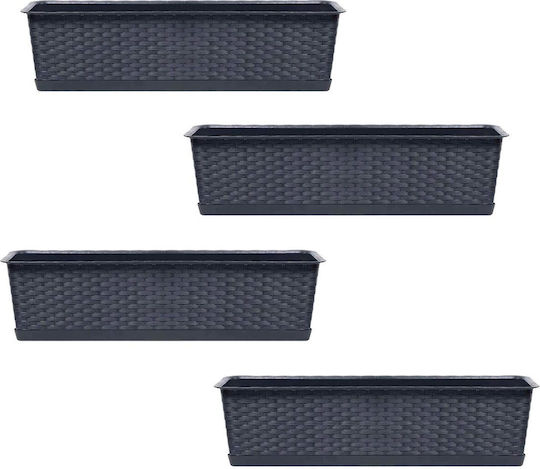 Set 4 Ghivece Decorative Antracit 68.5x17.3x15 Cm Ratolla Case P Set 4 Ghivece Decorative Antracit 68.5x17.3x15 Cm Ratolla Case P