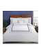 Valeron Set Husă de Pilotă Bumbac Dublă cu 5 Fețe de Pernă & 1 Cearsaf 200x220 White, Navy Blue