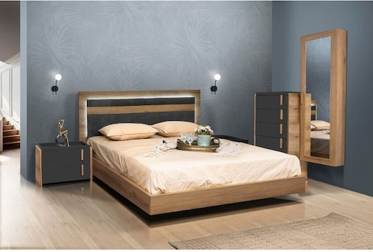 4-teiliges Schlafzimmer-Set Anassa Melamin mit King-Size-Matratze 160x200cm 1 Nachttisch Kommode 4-teiliges Schlafzimmer-Set Anassa Melamin mit King-Size-Matratze 160x200cm 1 Nachttisch Kommode