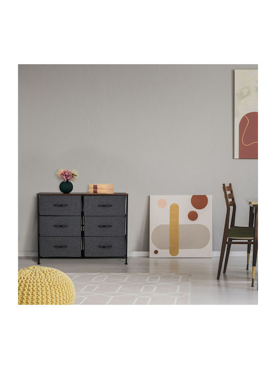 Sertar de depozitare din metal și material textil cu 6 sertare L80xW30xH63buc