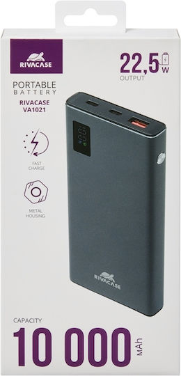 Rivacase VA1021 Външна Батерия 10000mAh с USB-A Изходен Порт и USB-C Изходен Порт Power Delivery / Бързо Зареждане Сива