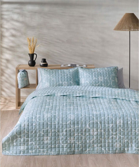Kentia Gerani Set Coverlet King Size from Polyester 33 Ciel 260x240cm
