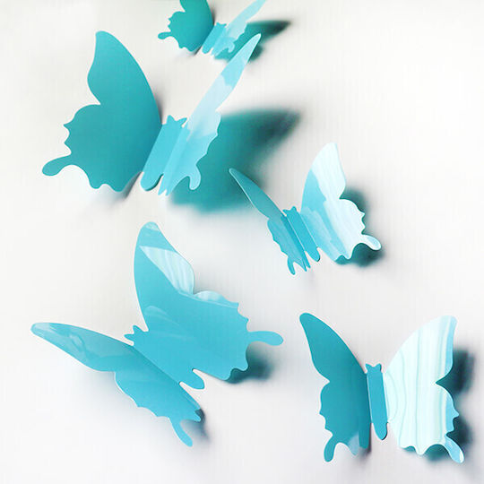 3d Butterfly Wall Sticker Turquoise Set 12pcs
