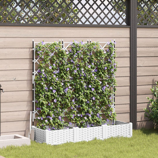 Garden Planter Grid 3 Pcs White 120x40x125.5 cm