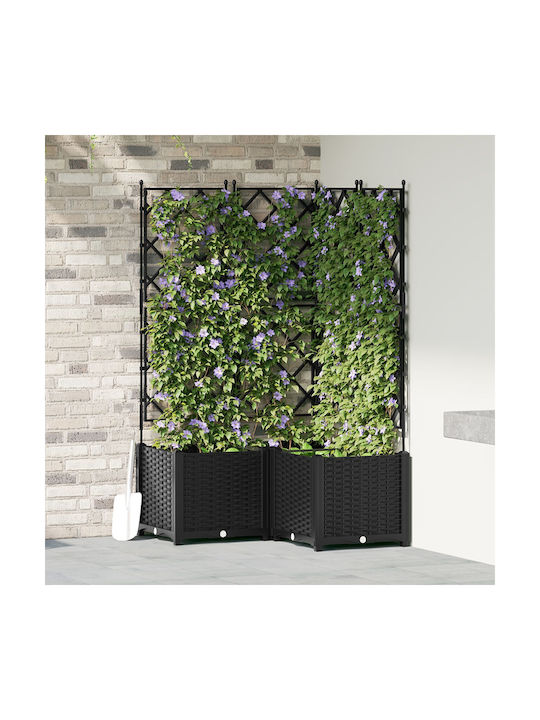Garden Planter Grid 3 Pcs Black 80x80x143 cm
