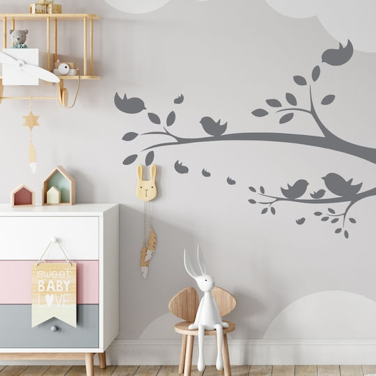 Wall Stickers For Kids Room Birds On Tree Branches 1 Pc. - Brilliant Blue Wall Stickers For Kids Room Birds On Tree Branches 1 Pc. - Brilliant Blue