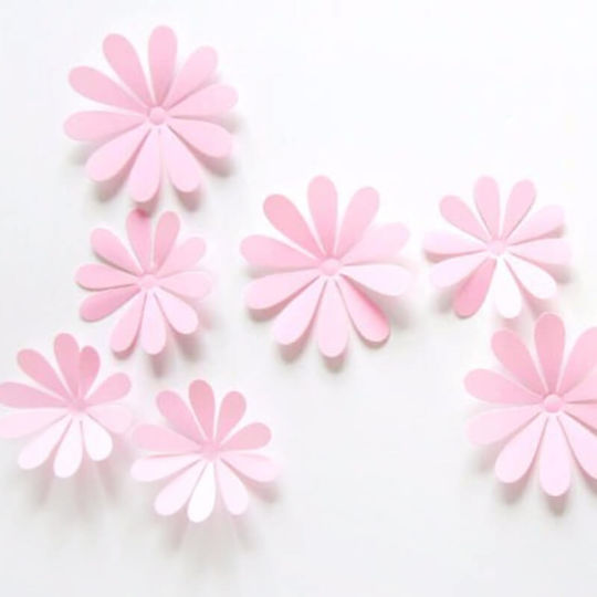 3d Flowers Wall Sticker Pink Set Of 12pcs.