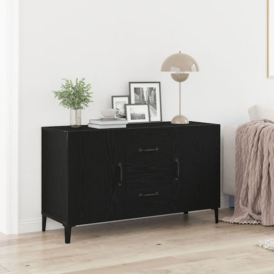 Sideboard Wooden with Drawers Black Oak 100x36x60cm