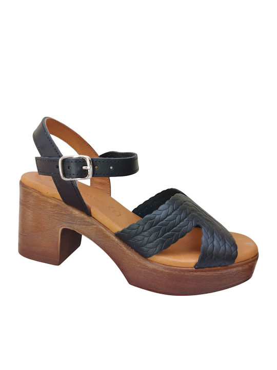 Eva Frutos Leather Sandals Anatomic Black