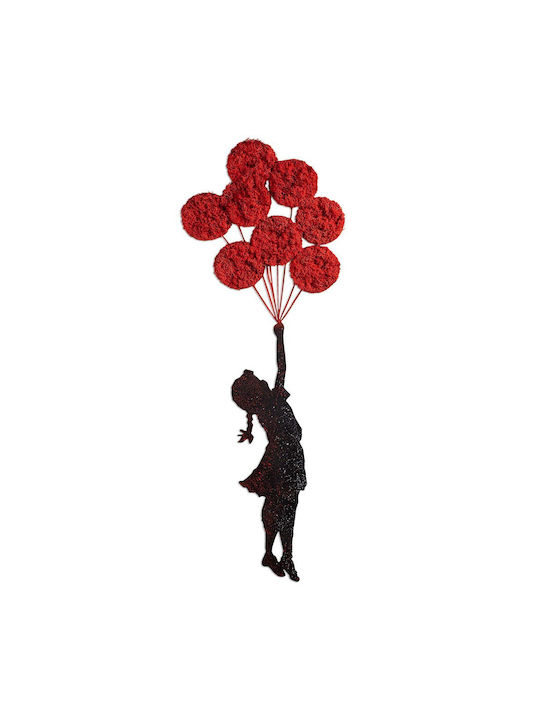 Wallity Decorațiune Siluetă Banksy Lucrată Manual Roșie Din Metal 100x34cm