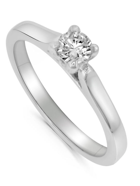 Antwnakakis Einzelner Steinring aus Weißgold 18K Antwnakakis Einzelner Steinring aus Weißgold 18K