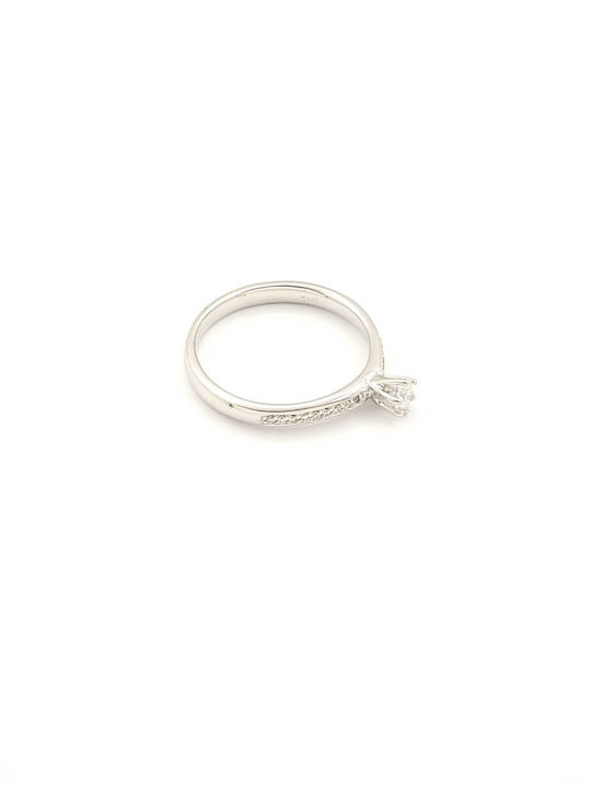 Einzelstein aus Weißgold 18K mit Diamant