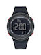 Digital Men's Chronograph Watch with Battery Movement and Black Silicone Strap