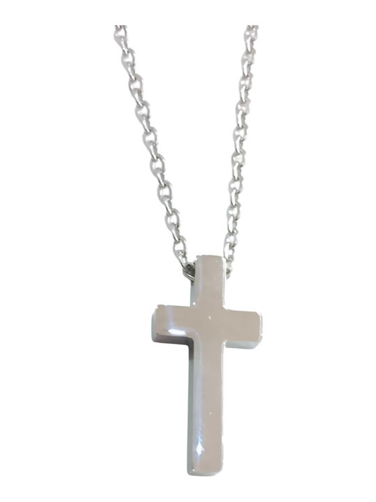 Kalliopi Silver Cruc Bărbat din Oțel cu Lanț
