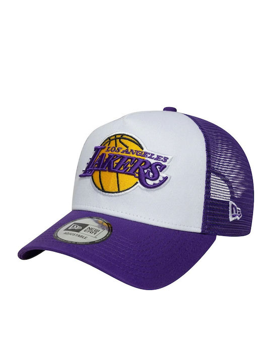 New Era Nba La Lakers Side Patch Adj Trucker Cap Purple