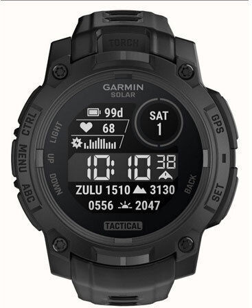 Garmin Instinct 3 Solar Tactical Edition Aluminium 45mm Αδιάβροχο Smartwatch με Παλμογράφο (Black with Black Band)