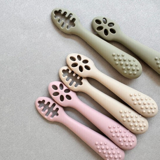 Nok Nok Baby Set with Spoons BLW made of Silicone Pink 2pcs