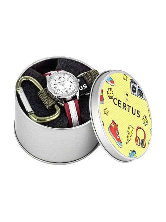 Certus Analog Kinderuhr Weiß mit Lederarmband