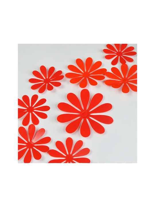 3d Flowers Wall Sticker Red Set Of 12pcs.
